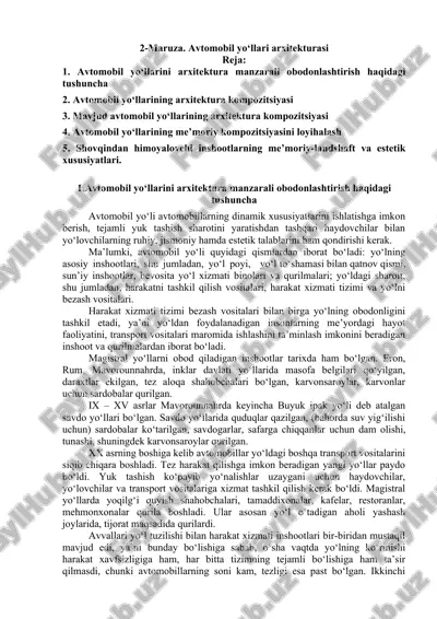 avtomobil yo‘llari arxitekturasi — DOC