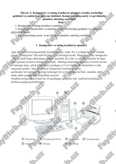 kompyuter va uning texnikaviy qismlari — DOC