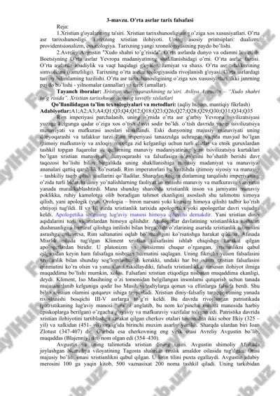 o'rta asrlar tarix falsafasi — DOC