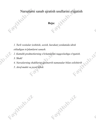 narsalarni sanab ajratish usullarini o'rgatish — DOC