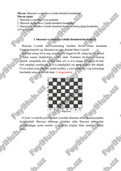 shaxmat va shashka o‘yinida donalarni harakatlari — DOC