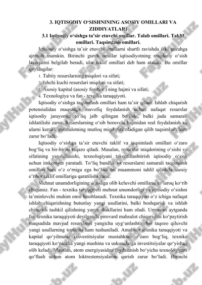 iqtisodiy o‘sishning asosiy omillari va ziddiyatlari — DOC