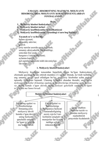moliyaviy hisobot funksiyalari — DOC