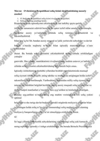 o‘zbekiston respublikasi soliq tizimi — DOC