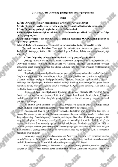 o'rta osiyoning tosh asri manzilgohlari tarixiy geografiyasi — DOC