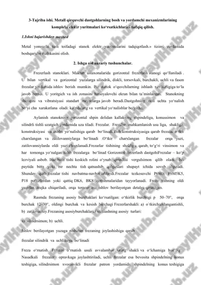 metall qirquvchi dastgohlarning bosh va yordamchi mexanizmlarining komplekt elektr yuritmalari — DOC