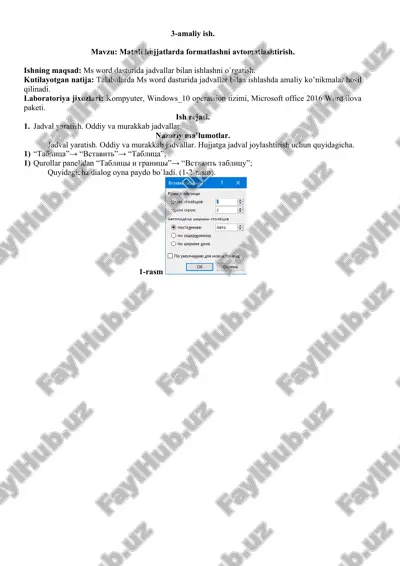 matnli hujjatlarda formatlashni avtomatlashtirish — DOC