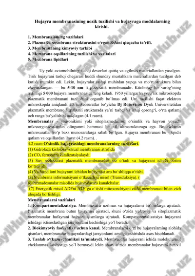 hujayra membranasining tuzilishi — DOC