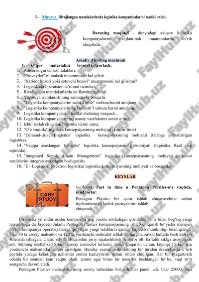 rivojlangan mamlakatlarda logistika kompaniyalarini tashkil etish — DOC
