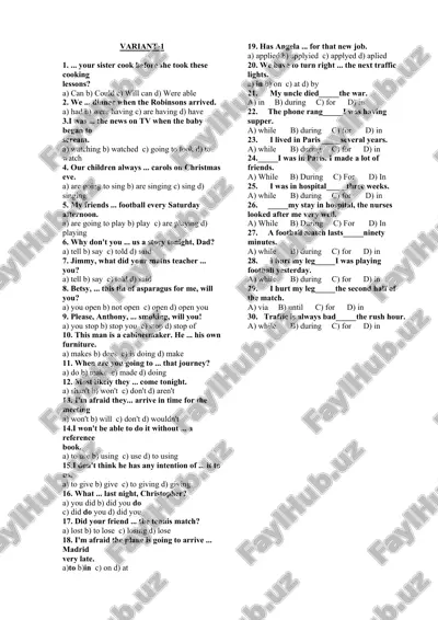english grammar quiz — DOC