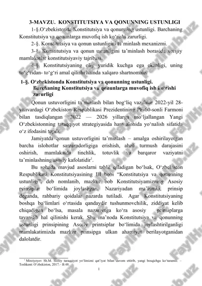 konstitutsiya va qonunning ustunligi — DOC