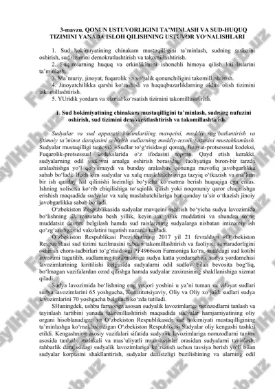 sud-huquq tizimini yanada islohdan o'tkazish — DOC