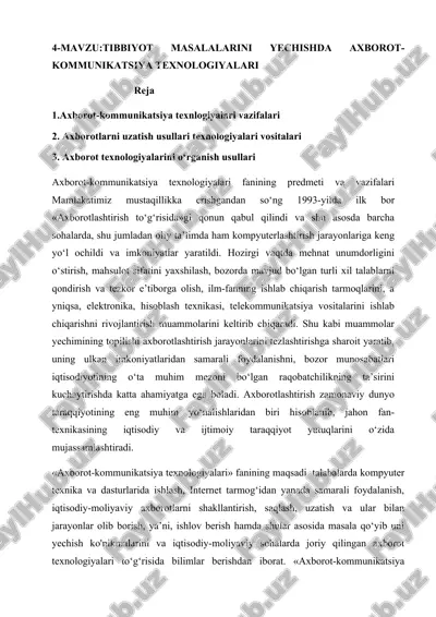 axborot-kommunikatsiya texnologiyalari fanining predmeti va vazifalari — DOC