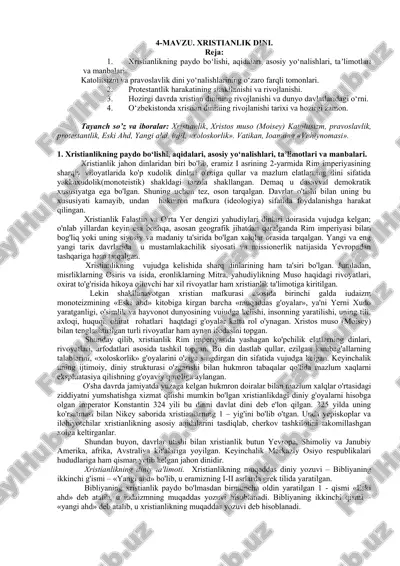 xristianlik dinining tavsifi — DOC