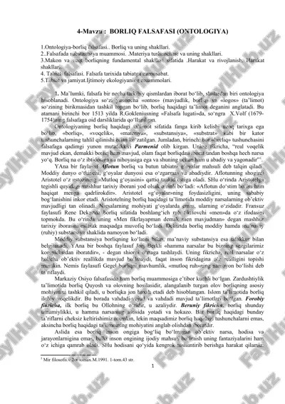 borliq falsafasi (ontologiya) — DOC