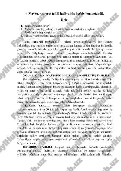 axborot tahlil faoliyatida kasbiy kompetentlik — DOC