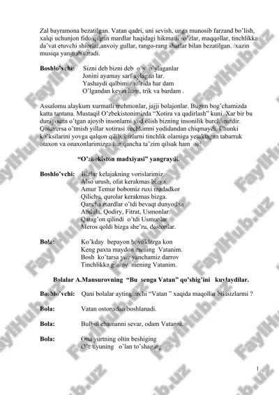 xotira va qadirlash bayrami haqida maqollar — DOC