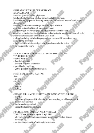 birlamchi tish profilaktikasi — DOC
