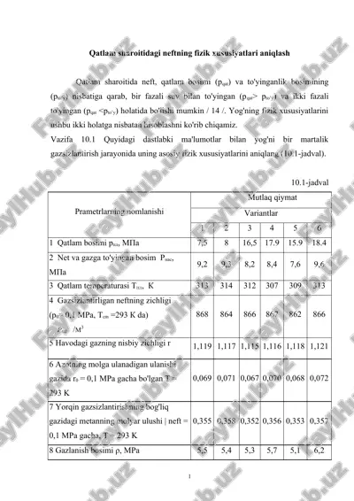 qatlam sharoitidagi neftning fizik xususiyatlari — DOC