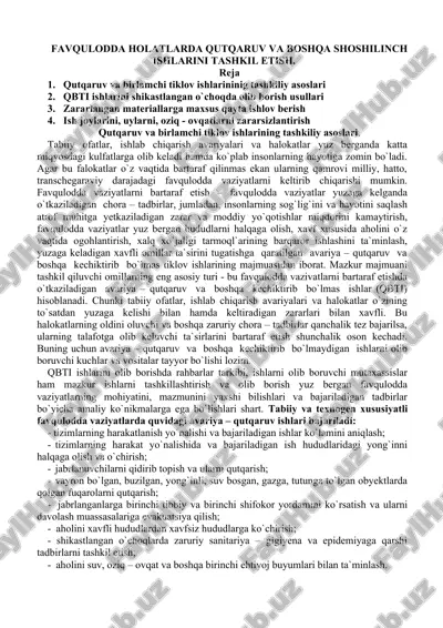 favqulodda holatlarda qutqaruv va boshqa sho'silinch ishlarini tashkil etish — DOC