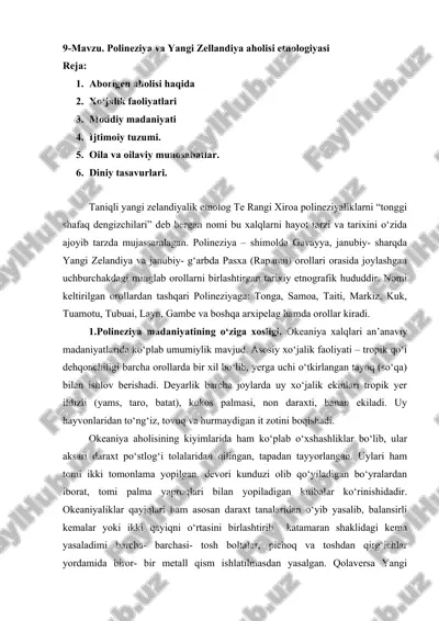 polineziya va yangi zellandiya aholisi etnologiyasi — DOC