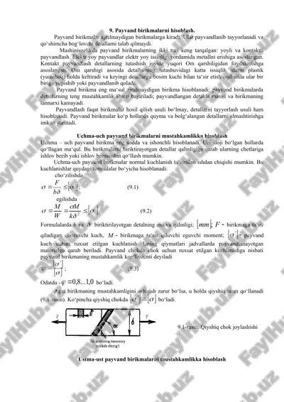 payvand birikmalarni hisoblash — DOC