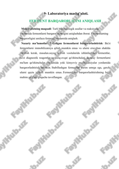 laboratoriya mashg’uloti - ferment barqarorligini aniqlash — DOC