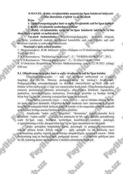 oligofrenopedagogika — DOC