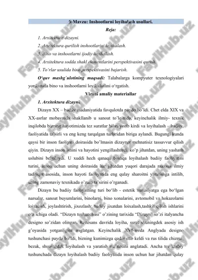 inshootlarni loyihalash usullari — DOC
