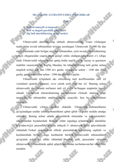 ultratovushli datchiklar — DOC