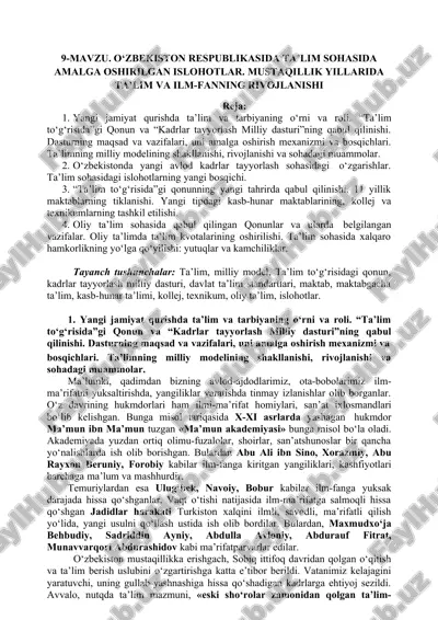 ta'lim sohasidagi islohotlar — DOC