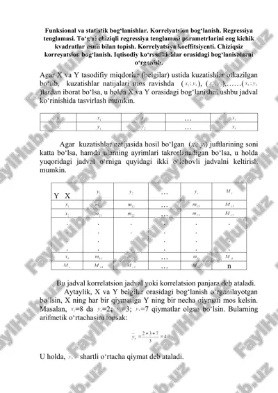 korrelyatsiya va regressiya analizi — DOC