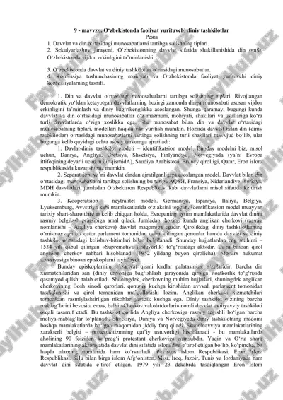 o‘zbekistonda faoliyat yurituvchi diniy tashkilotlar — DOC