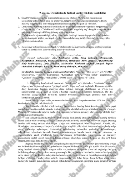 o'zbekistonda faoliyat yurituvchi diniy tashkilotlar — DOC