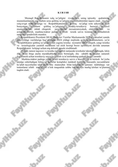 texnikaviy servis va ta'mirlash xizmatlari — DOC