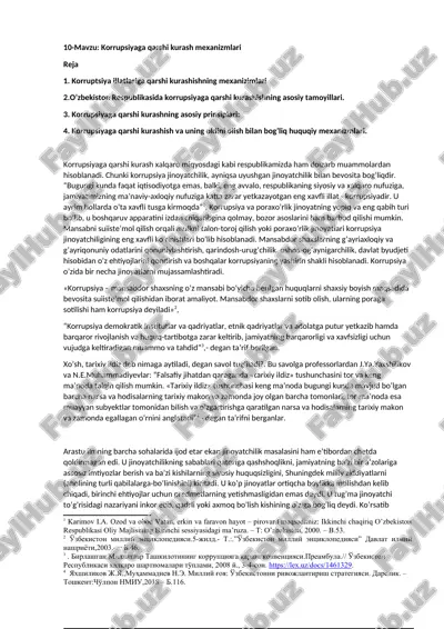 korrupsiyaga qarshi kurash mexanizmlari — DOC