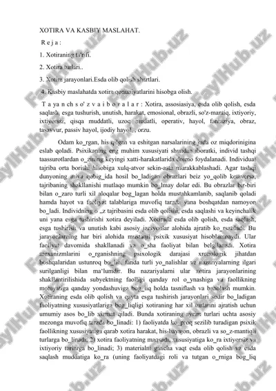 xotira va kasbiy maslahat — DOC