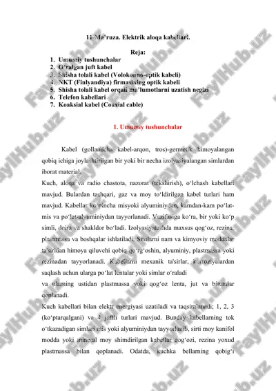 elektrik aloqa kabellari — DOC