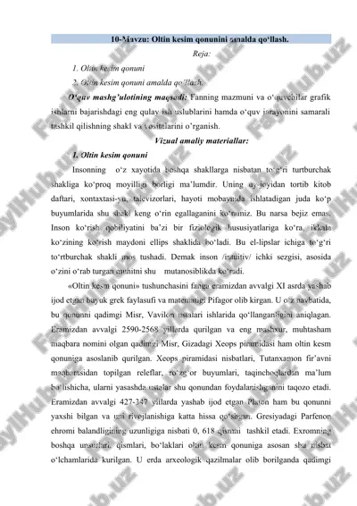 oltin kesim qonuni — DOC