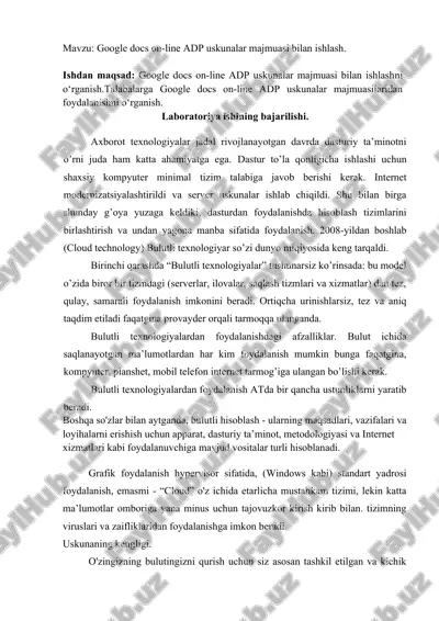 google docs on-line adp uskunalar majmuasi — DOC