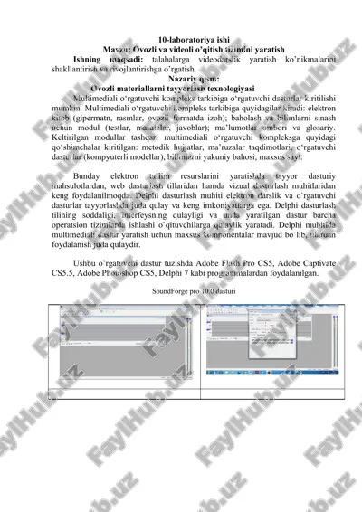 ovozli va videoli o’qitish tizimini yaratish — DOC