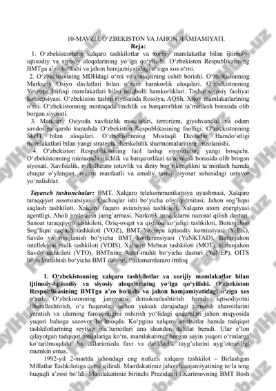 o‘zbekiston va jahon hamjamiyati — DOC