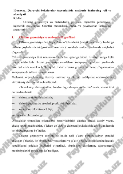 chizma geometriya va muhandislik grafikasi — DOC