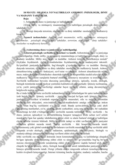 axborot: psixologik, diniy va madaniy tahdidlar — DOC