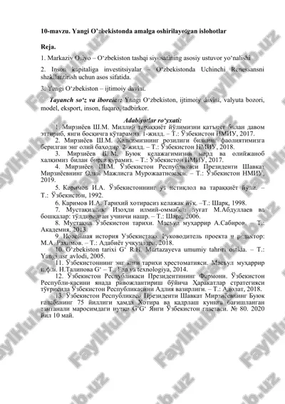 yangi o‘zbekistonda amalga oshirilayotgan islohotlar — DOC