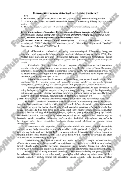 kiber makonda diniy e’tiqod targ‘ibotining ijtimoiy xavfi — DOC
