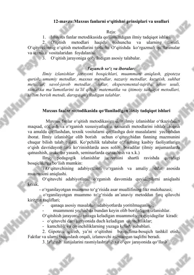 maxsus fanlarni o‘qitishni prinsiplari va usullari — DOC