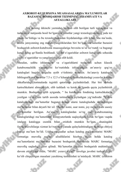 ma'lumotlar bazasini boshqarish tizimi — DOC