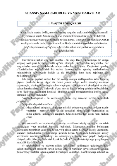 vaqt boshqarish — DOC