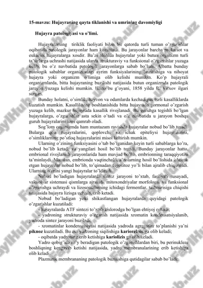 hujayraning qayta tiklanishi va umrining davomiyligi — DOC